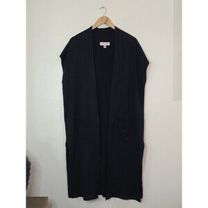 Philosophy Black Long Cardigan Duster Womens Size XL Layering Sleeveless